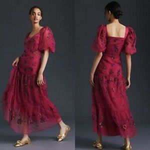 New Anthropologie x Let Me Be Embroidered Maxi Dress